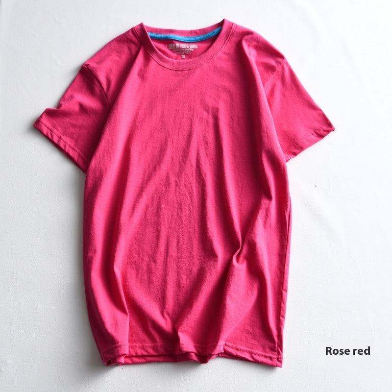 Men's Round Neck Blank Solid Color Cotton T-shirt