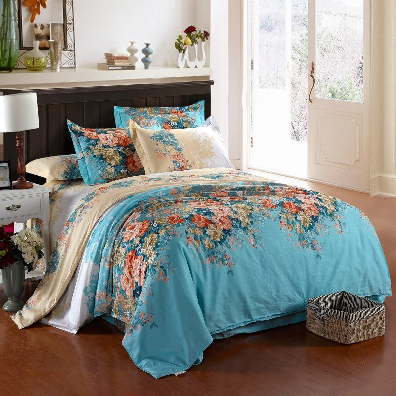 Four-Piece Cotton Bedding Set – Multiple Sizes, Soft and Breathable Home Textile