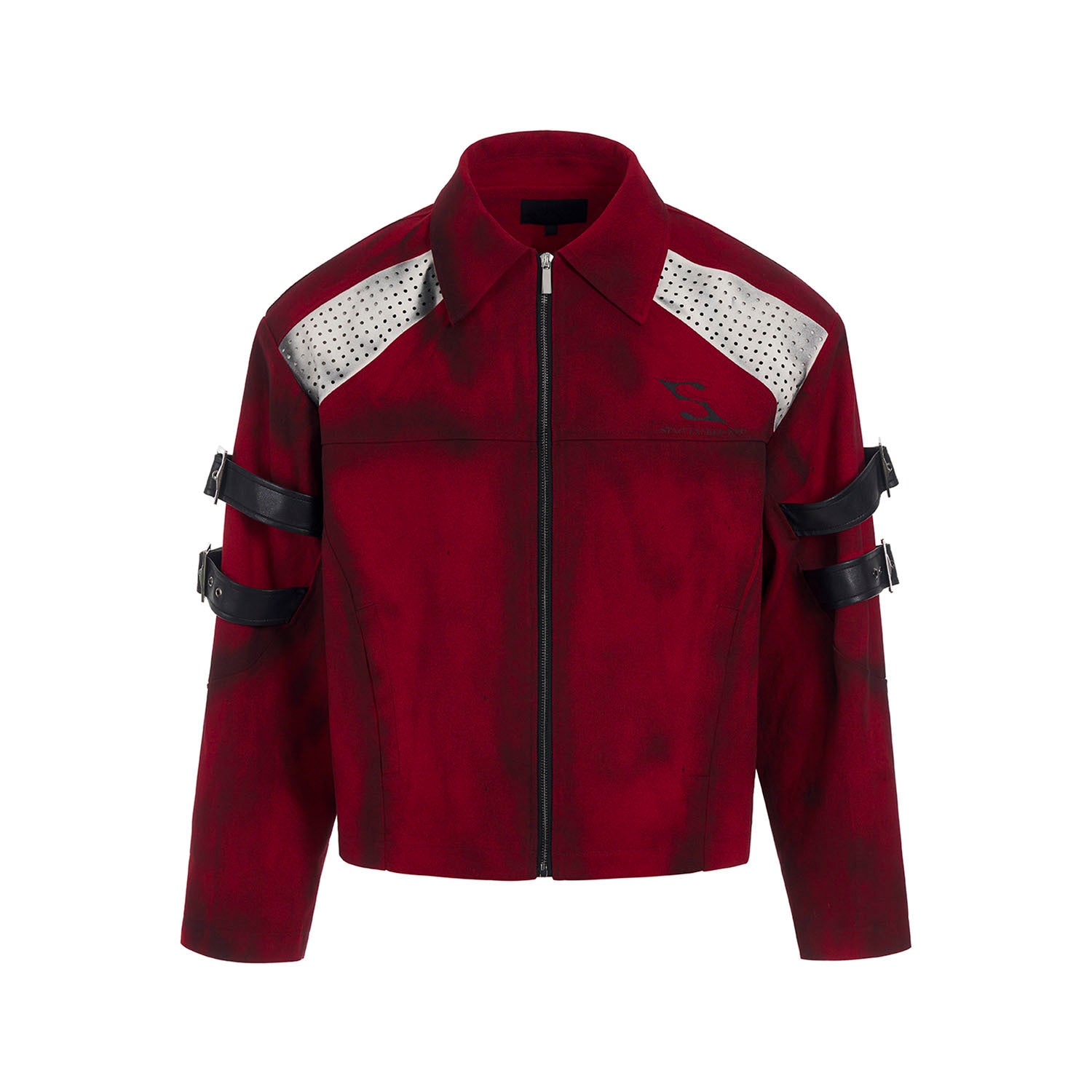 Red Dirty Dyed Short Denim Coat