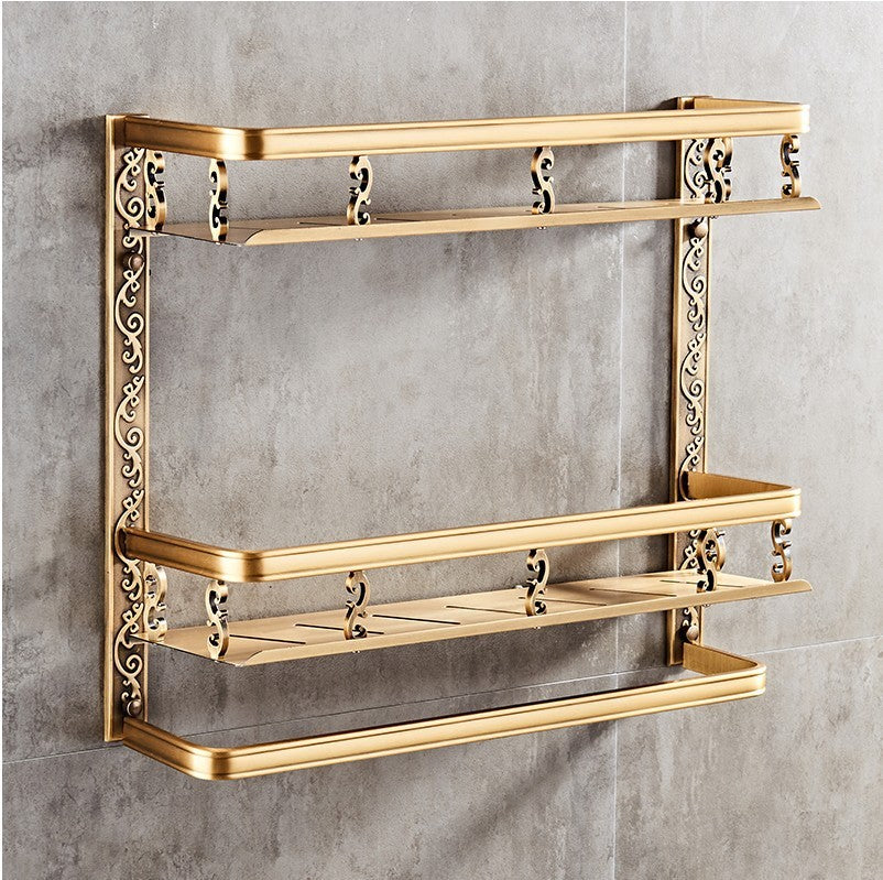 European Style Double Bathroom Shelf – Elegant Wall-Mounted Storage Rack