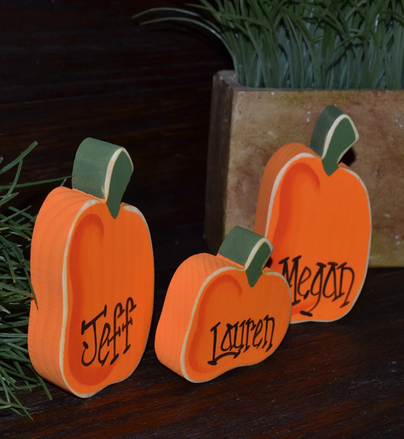 Cross-border New Halloween Double-sided Printing Pumpkin Table Decorative Ornaments Name Greeting Decorations