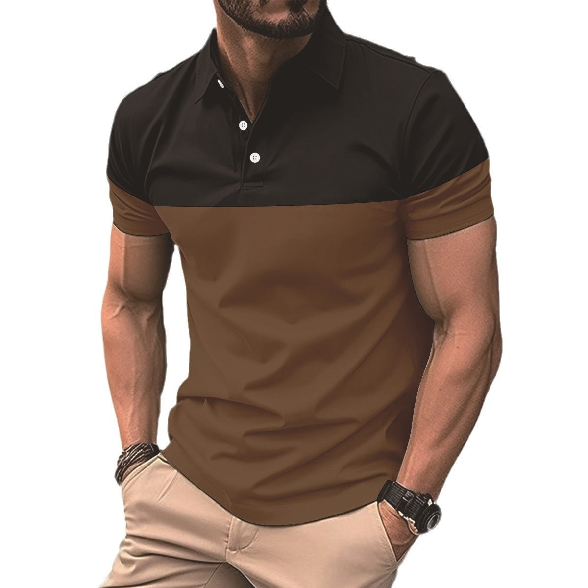Men's Polo Shirt Polyester Regular Fit Short Sleeves