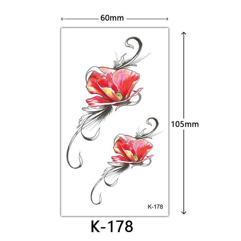 Tattoo Stickers – English Letters, Flowers, Butterfly Sketch Lines, Waterproof Temporary Tattoo
