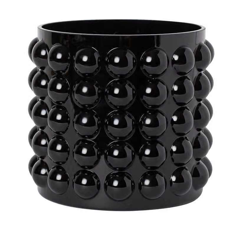 Nordic Modern Bubble Black Straight Glass Vase Transparent Ornament