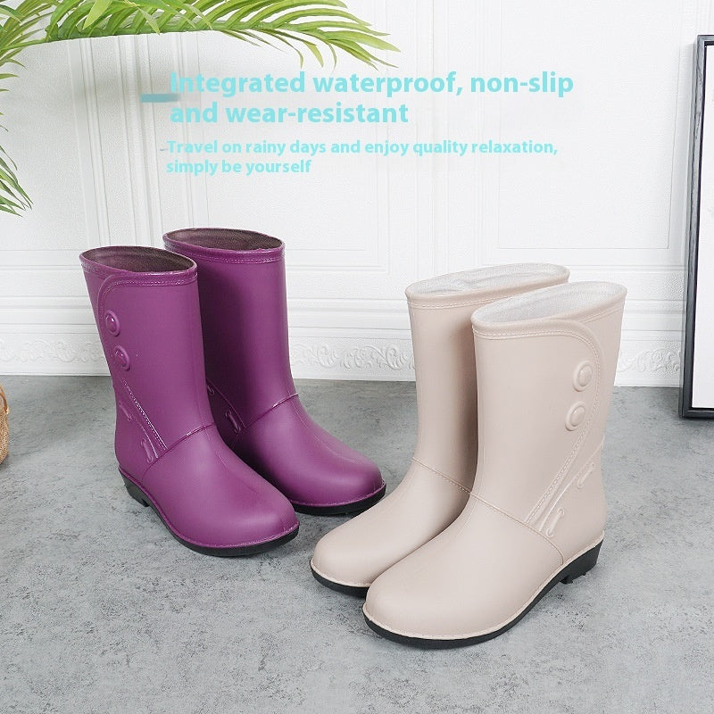 Women's Rain Boots Fleece-lined Fashion Mid-calf Waterproof