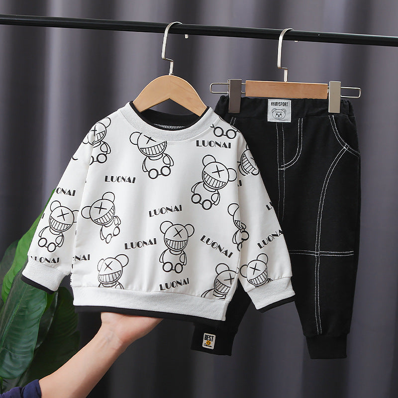 Fashion Personality Boy Korean Version Full Print Bear