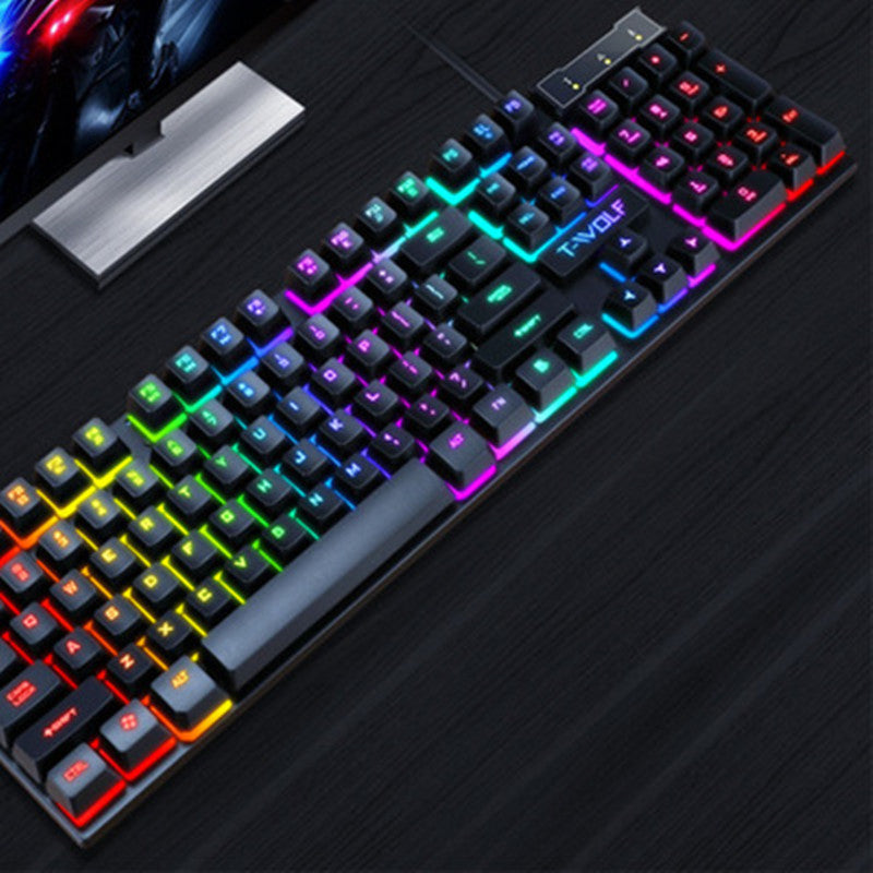 Gaming USB Wired Keyboard – Luminous Floating Keycap Design for PC Gamers