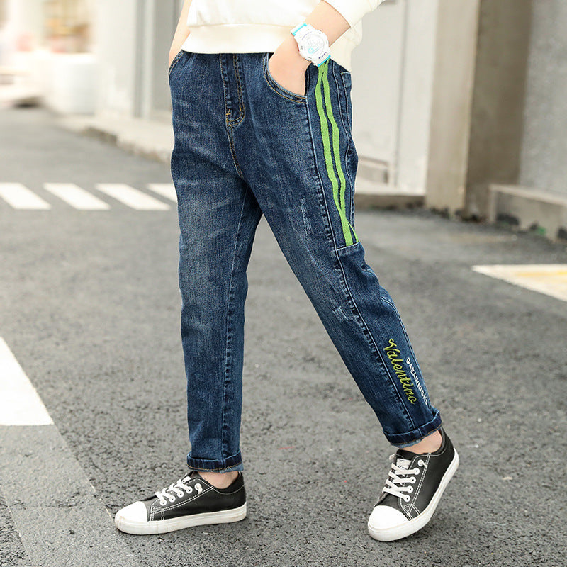 Kids Regular Fit Cotton Casual Pants Straight Leg Trousers