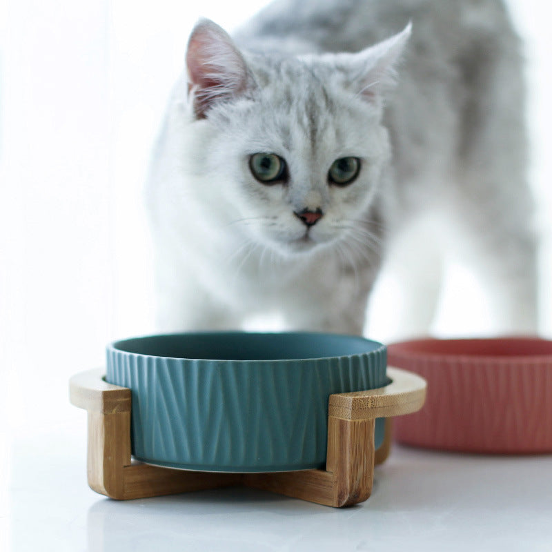 Dual-Purpose Ceramic Cat Bowl – Food & Water Dish for Pets