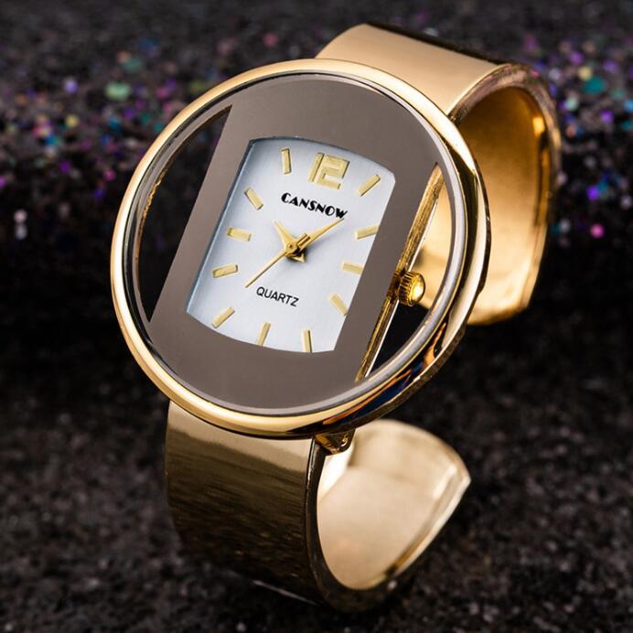 Luxury Women's Bracelet Watch – Gold/Silver Dial with Adjustable Steel Band, Quartz Movement