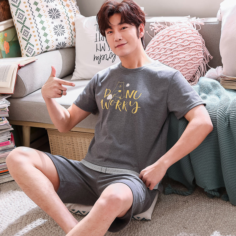 Men's casual short sleeve home service suit