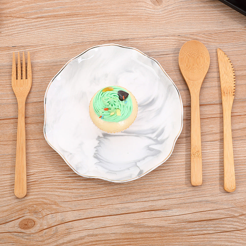 Biodegradable Bamboo Knife Fork Spoon Set 20 Cm Dining