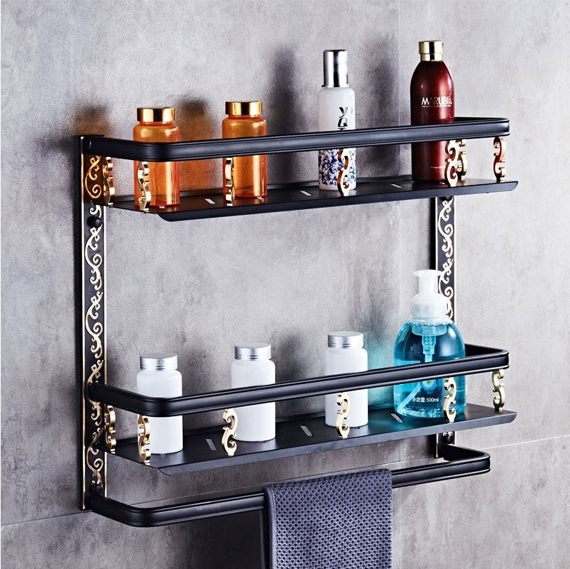 European Style Double Bathroom Shelf – Elegant Wall-Mounted Storage Rack
