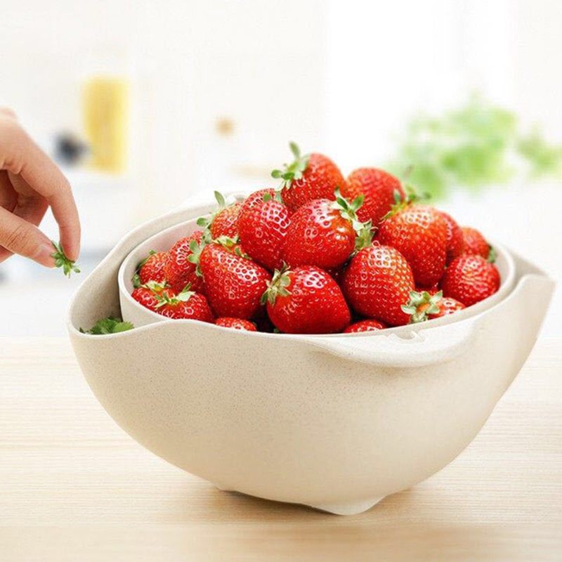 Kitchen Laundry Organizer Thickening Home Kitchen Plastic Rice Fruit Washing Basket