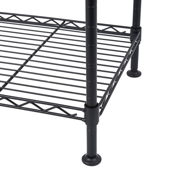 Four Layer Metal Household Shelf, Adjustable, 50X30X80cm, Black