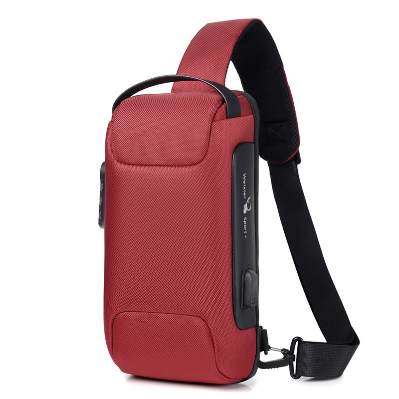 Waterproof USB Anti-Theft Oxford Crossbody Sling Bag for Men