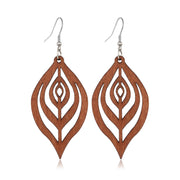 European And American Retro Style Wood Hollow Stud Earrings