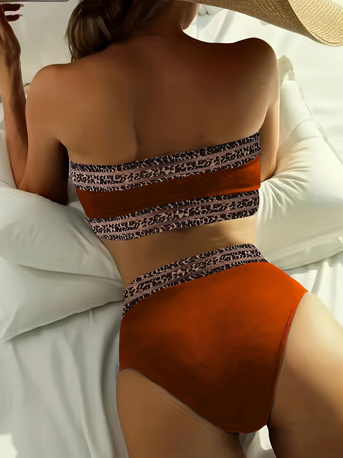 Vintage Deep Brown Polyester Bikini Swimsuit – Charming & Elegant Design