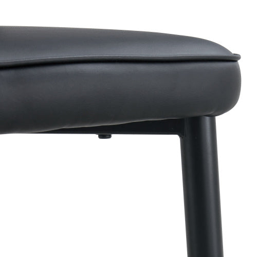 Set of 4 Modern Black PU Dining Chairs with Patterned Backrest and Metal Legs