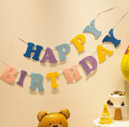 Happy Birthday Pull Flag Party Supplies Decoration Photo Props Scene Layout
