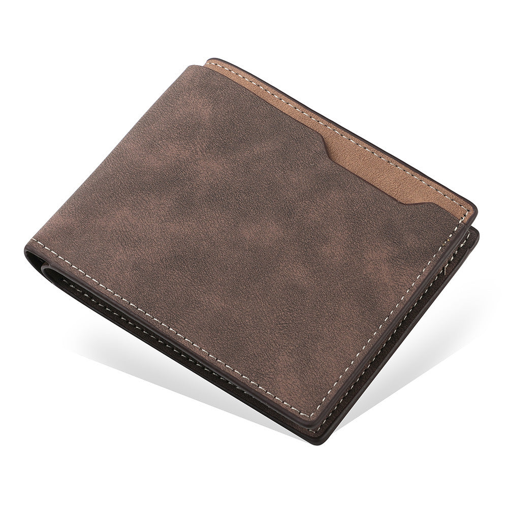 Unisex Slim PU Spliced Two Fold Wallet With Card Slots