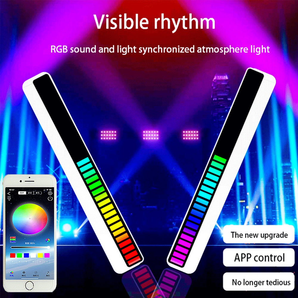 RGB Voice-Activated Music Rhythm Ambient Light with 32 LEDs and 18 Colors, Sound Control Lamp for Car and Home Decoration