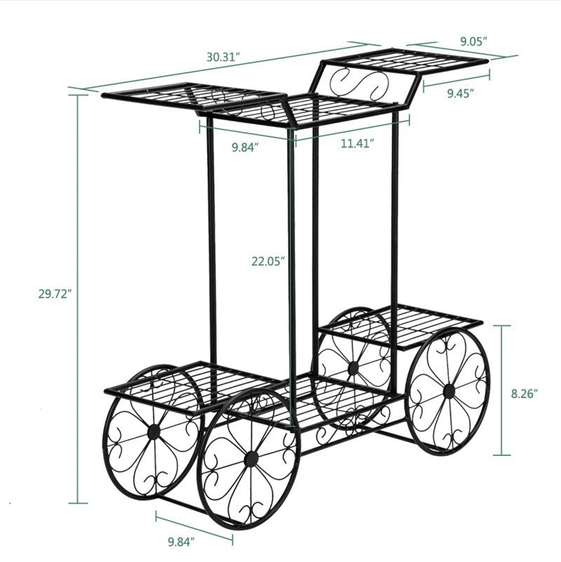 Artisasset Garden Cart Stand  Flower Pot Plant Holder Display Rack