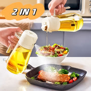 470ML 2-in-1 Olive Oil Sprayer & Dispenser – Glass Bottle for Cooking, BBQ, Air Fryer