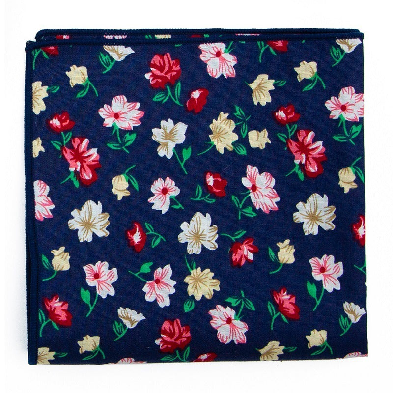 Men’s Printed Cotton Pocket Handkerchief with Floral Tie