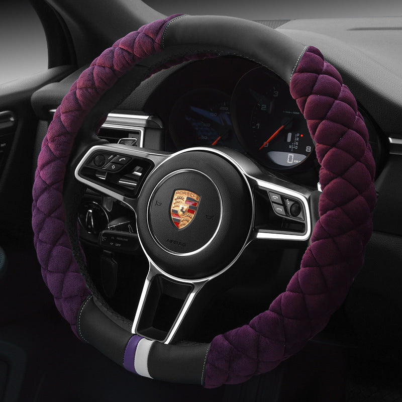 Universal Plush Steering Wheel Cover – Cute Winter Footprint Design (38cm)