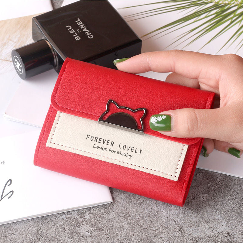 Small Purse Female Short Style Folding Personality Student Mini Money Clip