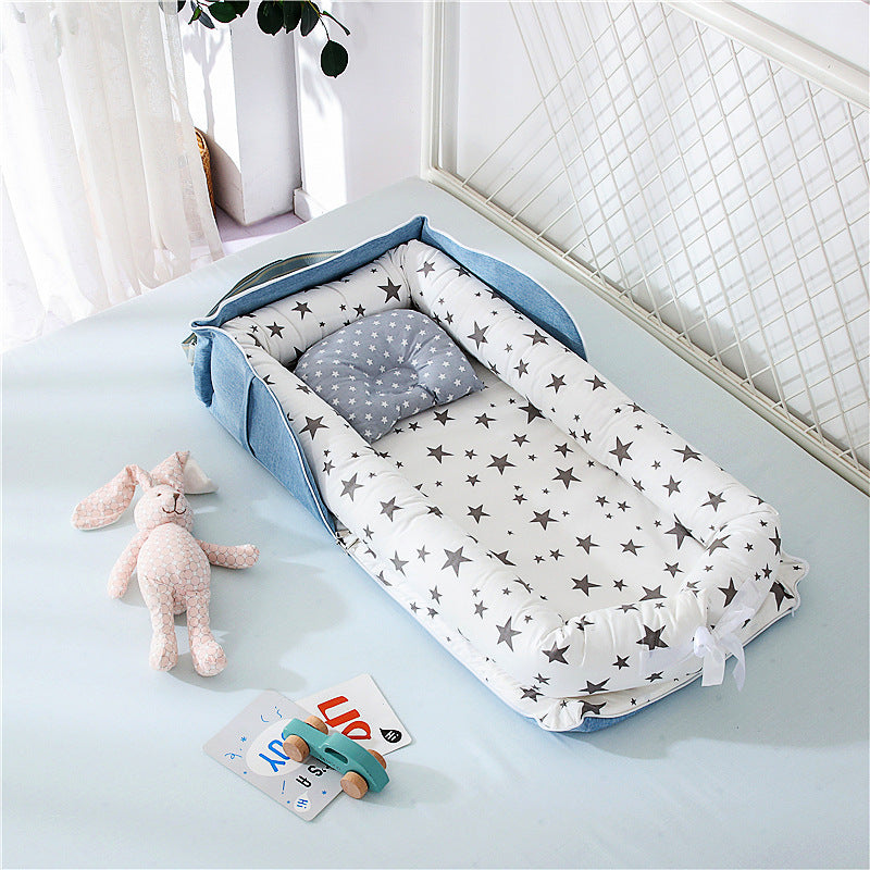 Portable Foldable Cotton Baby Bed – Travel Bassinet with Carry Bag