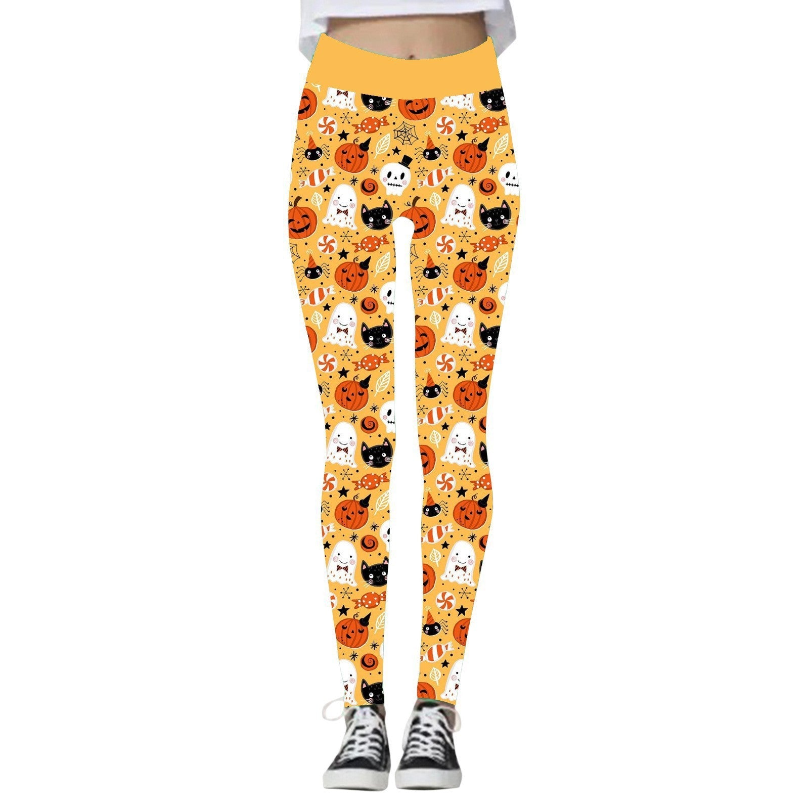 Halloween Women's Yoga Pants Pumpkin Skull