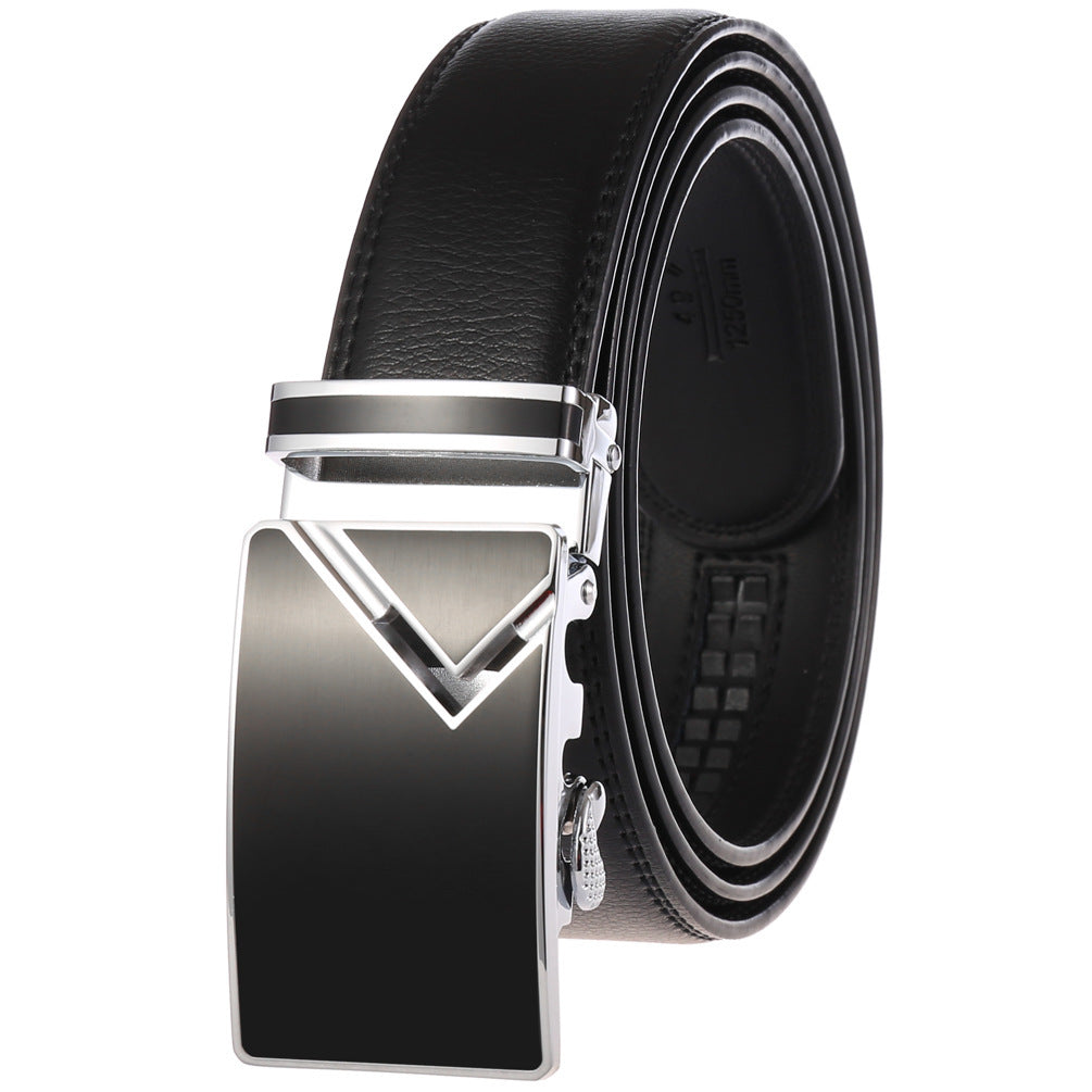 Men’s Cowhide Belt – Retro Automatic Buckle in Multiple Colors