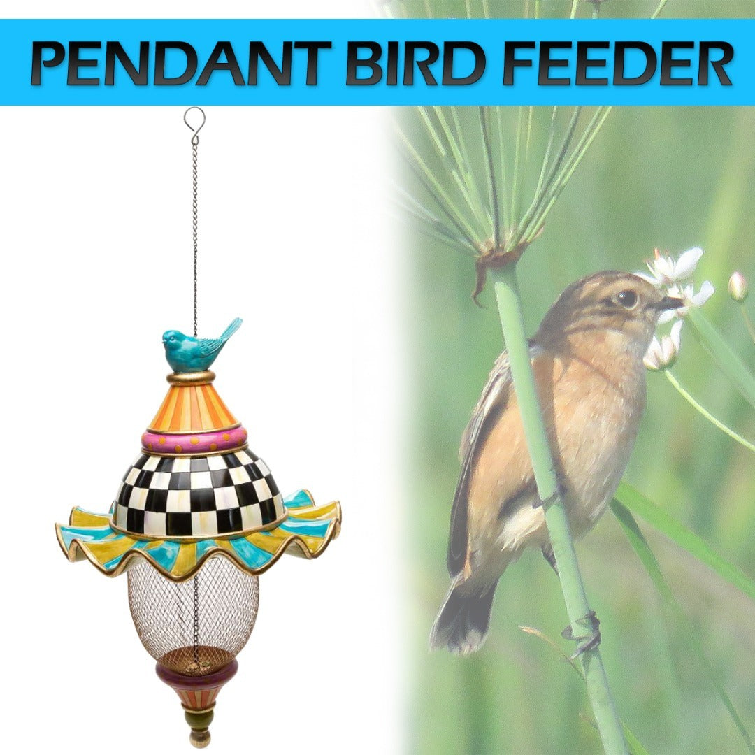 Metal Bird Feeder Hanging Birdhouse – Creative Garden Yard Window Decor with Parrot Feeding Pendant
