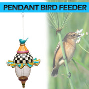 Metal Bird Feeder Hanging Birdhouse – Creative Garden Yard Window Decor with Parrot Feeding Pendant