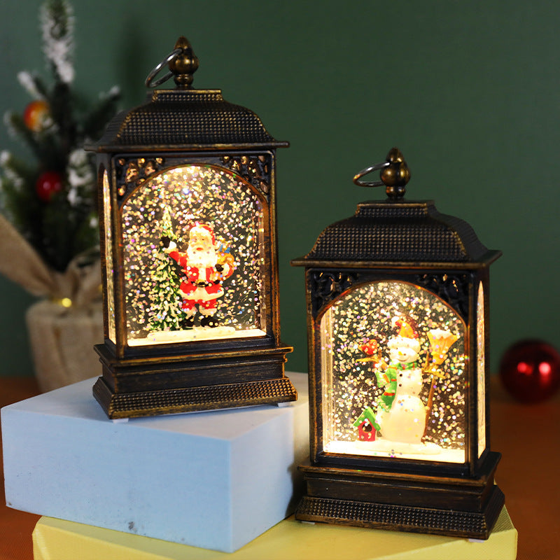 Christmas Luminous Water-Filled Storm Lantern Desktop Decoration