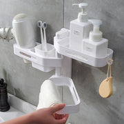 Rotating Wall-Mounted Storage Box – Punch-Free Plastic Organizer for Kitchen & Bathroom