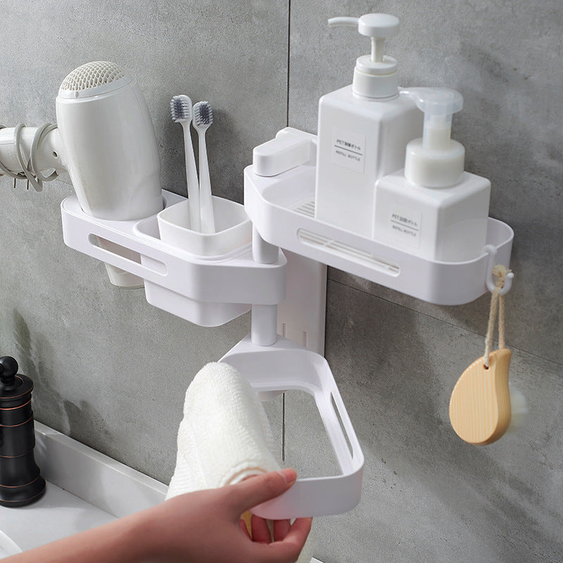 Rotating Wall-Mounted Storage Box – Punch-Free Plastic Organizer for Kitchen & Bathroom