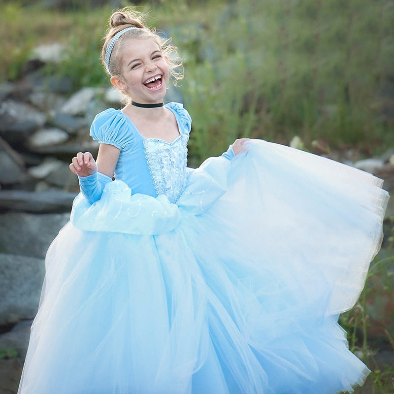 Princess Dress Blue Mesh Skirt