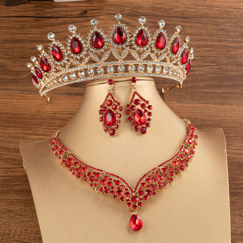 Bridal Crown Wedding Alloy Diamond Crown with Elegant Rhinestone Headdress Set