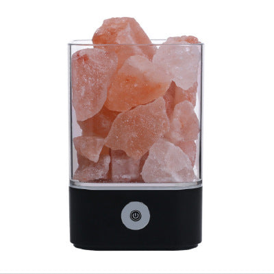 USB Crystal Himalayan Salt LED Lamp – Air Purifying Negative Ion Night Light with Color Changing