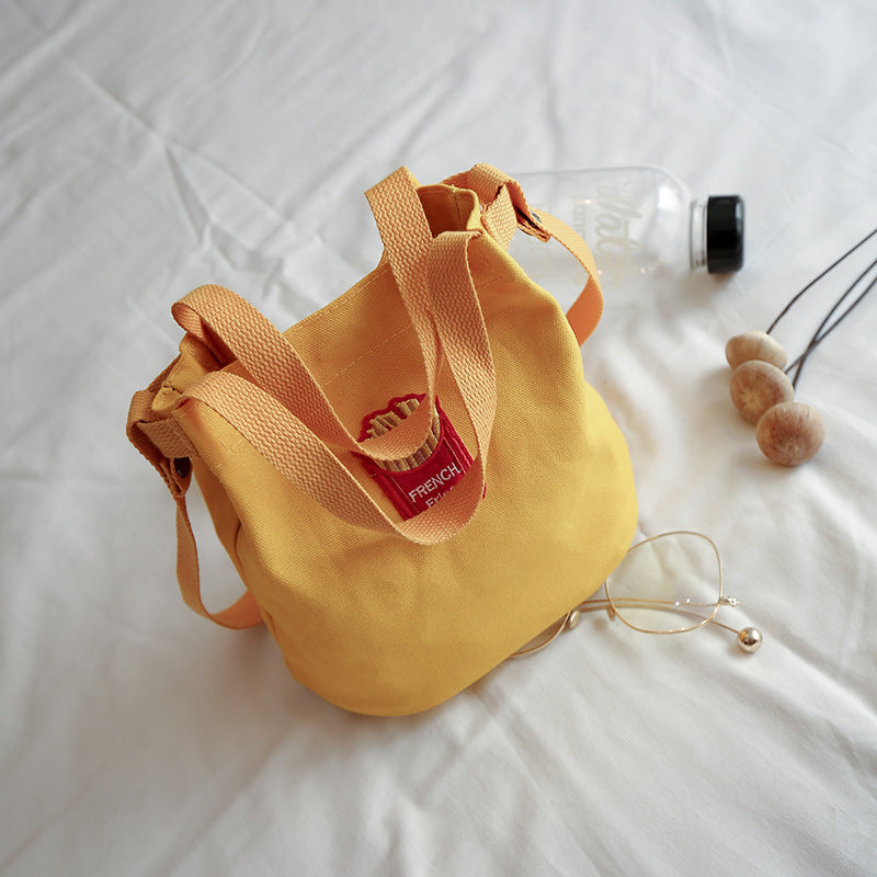 Canvas Shoulder Handbag simple Japan Korea bucket school satchel BAG shopping bag student wind