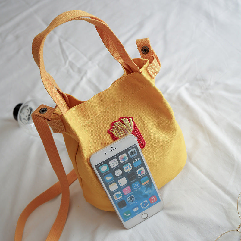Canvas Shoulder Handbag simple Japan Korea bucket school satchel BAG shopping bag student wind