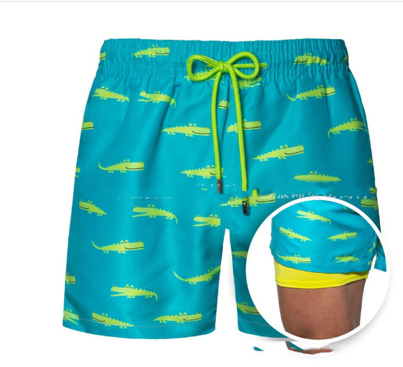 European And American Shorts Men's Beach Sports Pants Printed Double Shorts