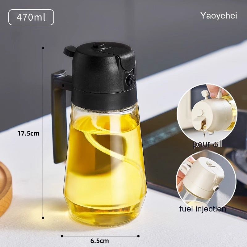 470ML 2-in-1 Olive Oil Sprayer & Dispenser – Glass Bottle for Cooking, BBQ, Air Fryer