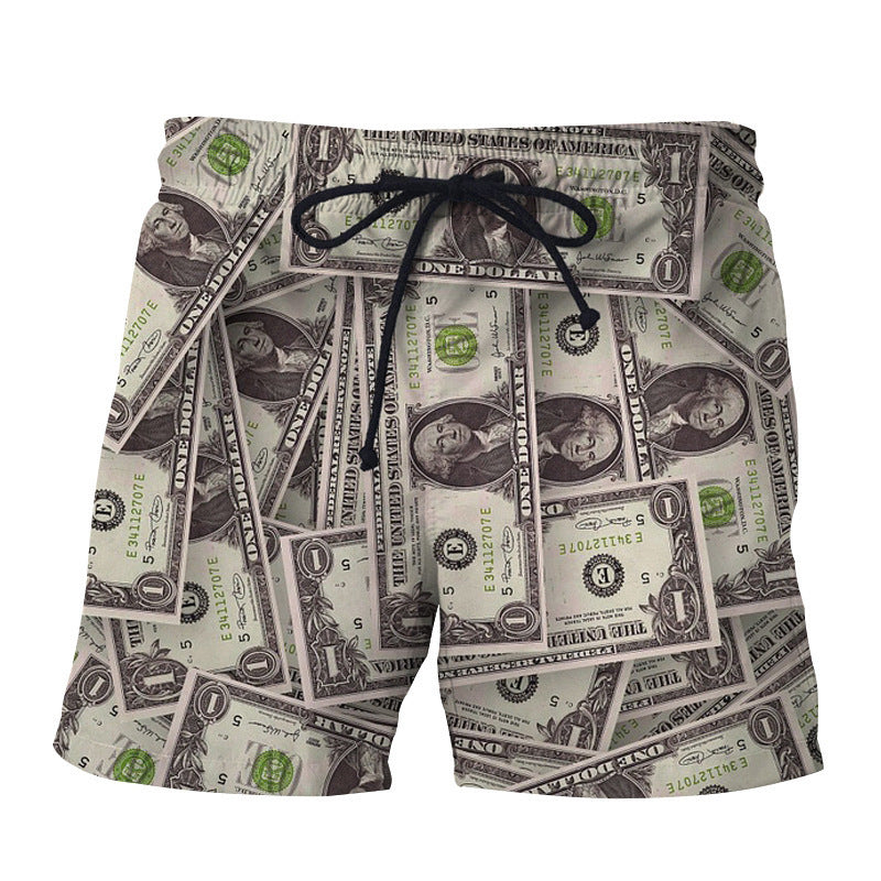 Men's Straight Leg 3D Digital Printed Polyester Shorts