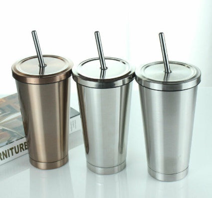 500ml Stainless Steel Tumbler with Straw Lid