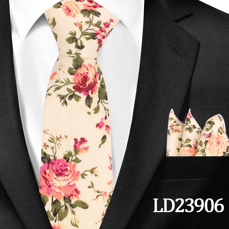 Cotton Arrow Bow Tie with Matching Pocket Towel