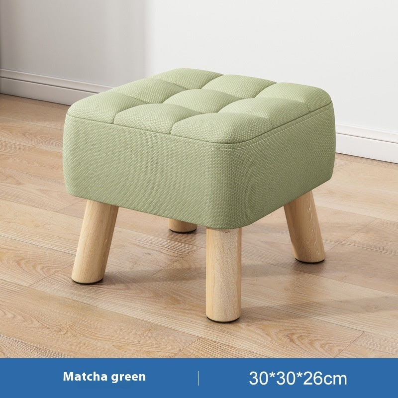 Solid Wood Stool Short Household Minimalist Fabric